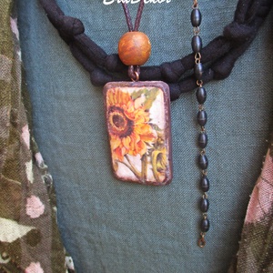 Napraforgó nyaklánc - ékszer - nyaklánc - medálos nyaklánc - Meska.hu