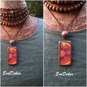 Virágnyaklánc fából - ékszer - nyaklánc - medálos nyaklánc - Meska.hu