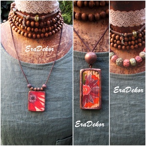 Virágnyaklánc fából - ékszer - nyaklánc - medálos nyaklánc - Meska.hu