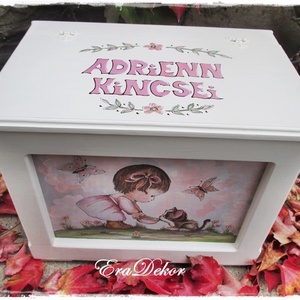 Cicás játéktároló kincsesláda keresztelőre - baba - mama - keresztelő kellékek - keresztelőajándékok - Meska.hu