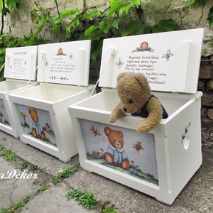 Kutyusos  játéktároló kincsesládák  kisfiúk keresztelőjére  - baba - mama - keresztelő kellékek - keresztelőajándékok - Meska.hu