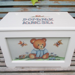 Mackós játéktároló kincsesláda, ajándék keresztelő - otthon & életmód - tárolás & rendszerezés - láda - Meska.hu