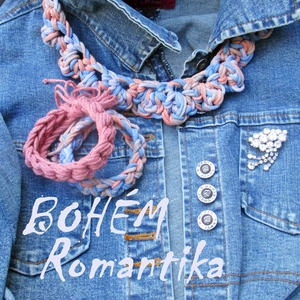 Bohém romantika farmerkékkel, horgolt nyakláncok és karkötők - ékszer - ékszerszett - Meska.hu