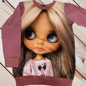 Nagyszemű babás gyerek pulóver � Mályva színű futter anyagból (116-os méret), Ruha & Divat, Gyerekruha, Pulóver, Varrás, MESKA