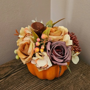 Őszi asztaldísz sárga tök kaspóban - otthon & életmód - dekoráció - asztal és polc dekoráció - asztaldísz - Meska.hu