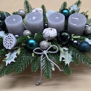 Adventi tál - zöld, Karácsony, Adventi díszek, Adventi koszorú, Virágkötés, MESKA