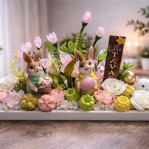 Egyedi húsvéti asztaldísz, Ünnepi díszek, dekorációk, Húsvéti díszek és dekorációk, Húsvéti asztaldíszek, Virágkötés, MESKA