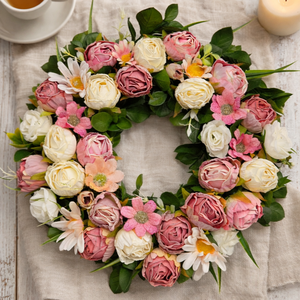 Púderrózsás tavaszi ajtódísz  - Meska.hu