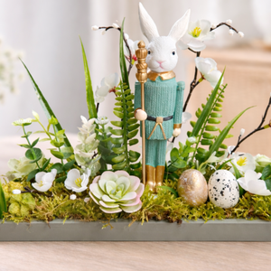 Egyedi húsvéti asztaldísz- türkiz , Ünnepi díszek, dekorációk, Húsvéti díszek és dekorációk, Húsvéti asztaldíszek, Virágkötés, MESKA