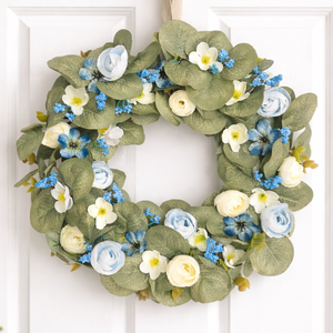 Kék virágos ajtódísz  - Meska.hu