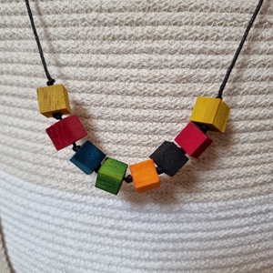 Kockás nyaklánc  - ékszer - nyaklánc - medálos nyaklánc - Meska.hu