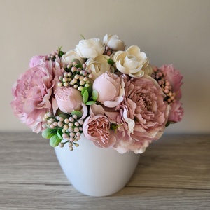 Lágy rózsaszín selyemvirágok, Otthon & Életmód, Dekoráció, Asztal és polc dekoráció, Asztaldísz, Virágkötés, MESKA