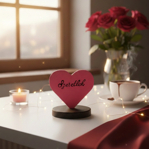 Nő-napi talpas szív ajándék - otthon & életmód - dekoráció - asztal és polc dekoráció - asztaldísz - Meska.hu