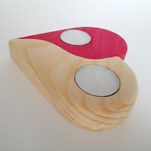 Málnapiros, szívalakú mécsestartó - otthon & életmód - gyertya, illat, aroma - mécses és mécsestartó - Meska.hu