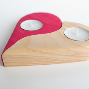 Málnapiros, szívalakú mécsestartó - otthon & életmód - gyertya, illat, aroma - mécses és mécsestartó - Meska.hu