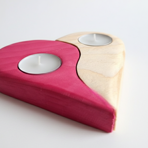 Málnapiros, szívalakú mécsestartó - otthon & életmód - gyertya, illat, aroma - mécses és mécsestartó - Meska.hu