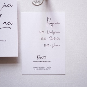 Minimalista, letisztult kétoldalas esküvői meghívó, kraft/barna borítékban, pecsét, viaszpecsét. - esküvő - meghívó & kártya - meghívó - Meska.hu