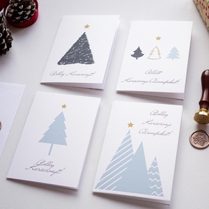 Karácsonyi Képeslap 4 darab Minimalista karácsonyi üdvözlő lap, képeslap gyűjtemény, Karácsony, Karácsonyi ajándékozás, Karácsonyi képeslap, üdvözlőlap, ajándékkísérő, Papírművészet, Fotó, grafika, rajz, illusztráció, MESKA