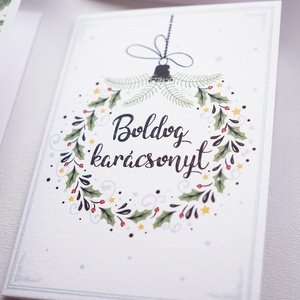 Zöldágas Karácsonyi Képeslap gyűjtemény, 4 darab, karácsonyi üdvözlő lap, ünnepi képeslap, mikulás - karácsony - karácsonyi ajándékozás - karácsonyi képeslap, üdvözlőlap, ajándékkísérő - Meska.hu