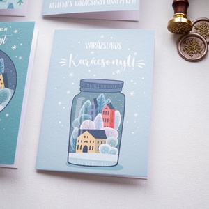 Winter Wonderland karácsonyi képeslap gyűjtemény, 4 darab karácsonyi üdvözlő lap, ünnepi képeslap, mikulás - karácsony - karácsonyi ajándékozás - karácsonyi képeslap, üdvözlőlap, ajándékkísérő - Meska.hu