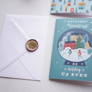 Winter Wonderland karácsonyi képeslap gyűjtemény, 4 darab karácsonyi üdvözlő lap, ünnepi képeslap, mikulás - karácsony - karácsonyi ajándékozás - karácsonyi képeslap, üdvözlőlap, ajándékkísérő - Meska.hu