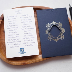 Szalagavató meghívó, elegáns arany mintás kék tokban - esküvő - meghívó & kártya - meghívó - Meska.hu
