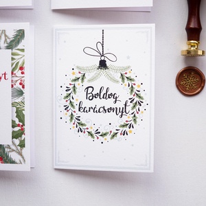 Zöldágas  Karácsonyi Képeslap, karácsonyi üdvözlő lap, adventi képeslap., Karácsony, Karácsonyi ajándékozás, Karácsonyi képeslap, üdvözlőlap, ajándékkísérő, Papírművészet, Fotó, grafika, rajz, illusztráció, MESKA