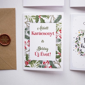 Zöldágas  Karácsonyi Képeslap, karácsonyi üdvözlő lap, adventi képeslap. - karácsony - karácsonyi ajándékozás - karácsonyi képeslap, üdvözlőlap, ajándékkísérő - Meska.hu