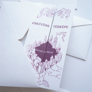 Tekergők térképe esküvői meghívó, Harry Potter-es meghívó, varázsló, különleges kinyitható meghívó, Esküvő, Meghívó & Kártya, Meghívó, Papírművészet, Fotó, grafika, rajz, illusztráció, MESKA