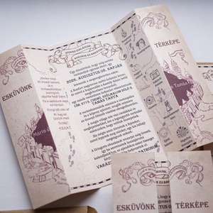 Tekergők térképe esküvői meghívó, Harry Potter-es meghívó, varázsló, különleges kinyitható meghívó - esküvő - meghívó & kártya - meghívó - Meska.hu