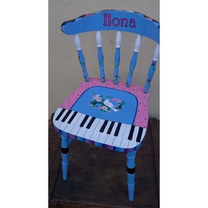 Lány szék zongora és virág mintával - otthon & életmód - bútor - szék & fotel - Meska.hu