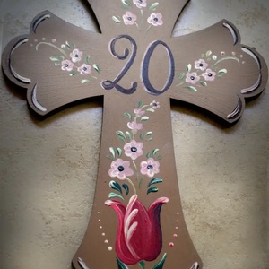 Kézzel festett fa kereszt, Otthon & Életmód, Vallás, Kereszt, Festészet, MESKA