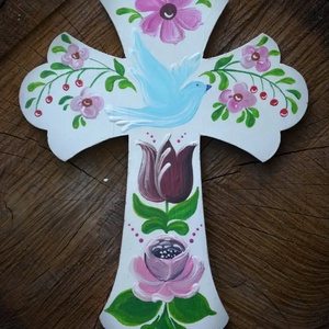 Kézzel festett fa kereszt - otthon & életmód - vallás - kereszt - Meska.hu