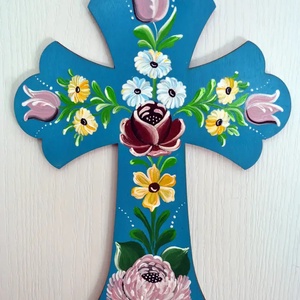 Kézzel festett fa kereszt - otthon & életmód - vallás - kereszt - Meska.hu