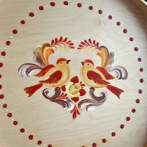 Madaras virágos kerek fa tálca esküvőre , Otthon & Életmód, Konyhafelszerelés, tálalás, Tálalás, Tálca, , MESKA