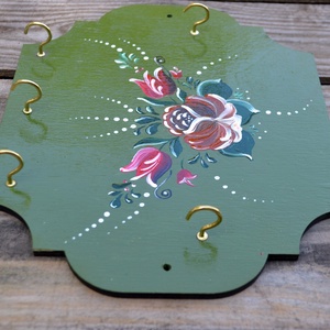 Kézzel festett fa kulcstartó , Otthon & Életmód, Dekoráció, Fali és függő dekoráció, Fali kulcstartó, Festészet, Famegmunkálás, MESKA