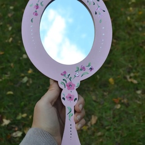 Fából készült, kézzel festett, névre szóló kézitükör, 33x15 cm - otthon & életmód - dekoráció - tükör - Meska.hu