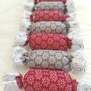 7 darabos textil szaloncukor csomag - 1. - karácsony - karácsonyi lakásdekoráció - karácsonyfadíszek - Meska.hu