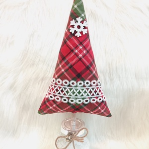 Pamutvászonból készült fenyőfa üvegkehelyben - 2., Karácsony, Karácsonyi lakásdekoráció, Karácsonyi lakásdíszek, Varrás, MESKA