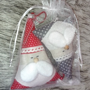 Kézműves textil Mikulás szett  karácsonyi dekoráció ajándékba  - karácsony - karácsonyi lakásdekoráció - karácsonyi lakásdíszek - Meska.hu