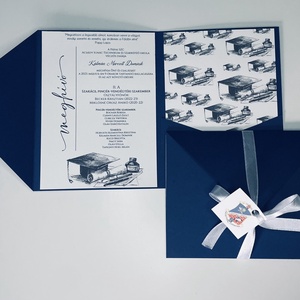 Sötétkék boríték alakú meghívó ballagásra vagy diplomaosztóra, Otthon & Életmód, Papír, írószer, Ajándékozás kellékei, Meghívó, , MESKA