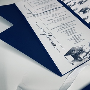 Sötétkék boríték alakú meghívó ballagásra vagy diplomaosztóra - otthon & életmód - papír, írószer - ajándékozás kellékei - meghívó - Meska.hu