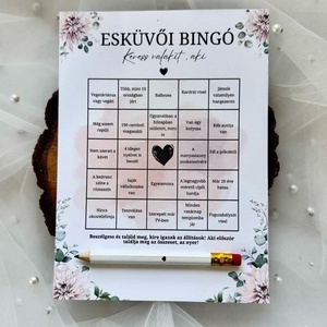 4 db Esküvői bingó, bingo- egyedi designnal (greenery, rózsaszín, stb), Esküvő, Dekoráció, Helyszíni dekor, , MESKA