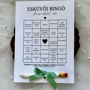 4 db Esküvői bingó, bingo- egyedi designnal (greenery, rózsaszín, stb) - esküvő - dekoráció - helyszíni dekor - Meska.hu