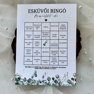 4 db Esküvői bingó, bingo- egyedi designnal (greenery, rózsaszín, stb) - esküvő - dekoráció - helyszíni dekor - Meska.hu
