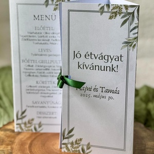Greenery stílusú menükártya/itallap eukaliptusz motívummal - esküvő - meghívó & kártya - menü - Meska.hu