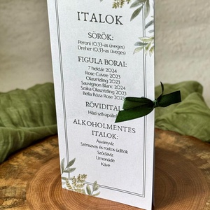 Greenery stílusú menükártya/itallap eukaliptusz motívummal, Esküvő, Meghívó & Kártya, Menü, , MESKA