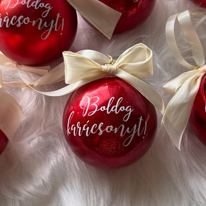 Egyedi feliratos karácsonyi gömbök többféle színben - karácsony - karácsonyi lakásdekoráció - karácsonyfadíszek - Meska.hu