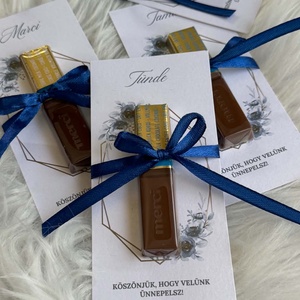 Kék esküvői köszönőajándék Merci csokoládéval - esküvő - emlék & ajándék - köszönőajándék - Meska.hu