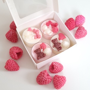 Szójaviasz teamécses málnás panna cotta illattal, Otthon & Életmód, Gyertya, illat, aroma, Mécses és mécsestartó, Gyertya-, mécseskészítés, MESKA